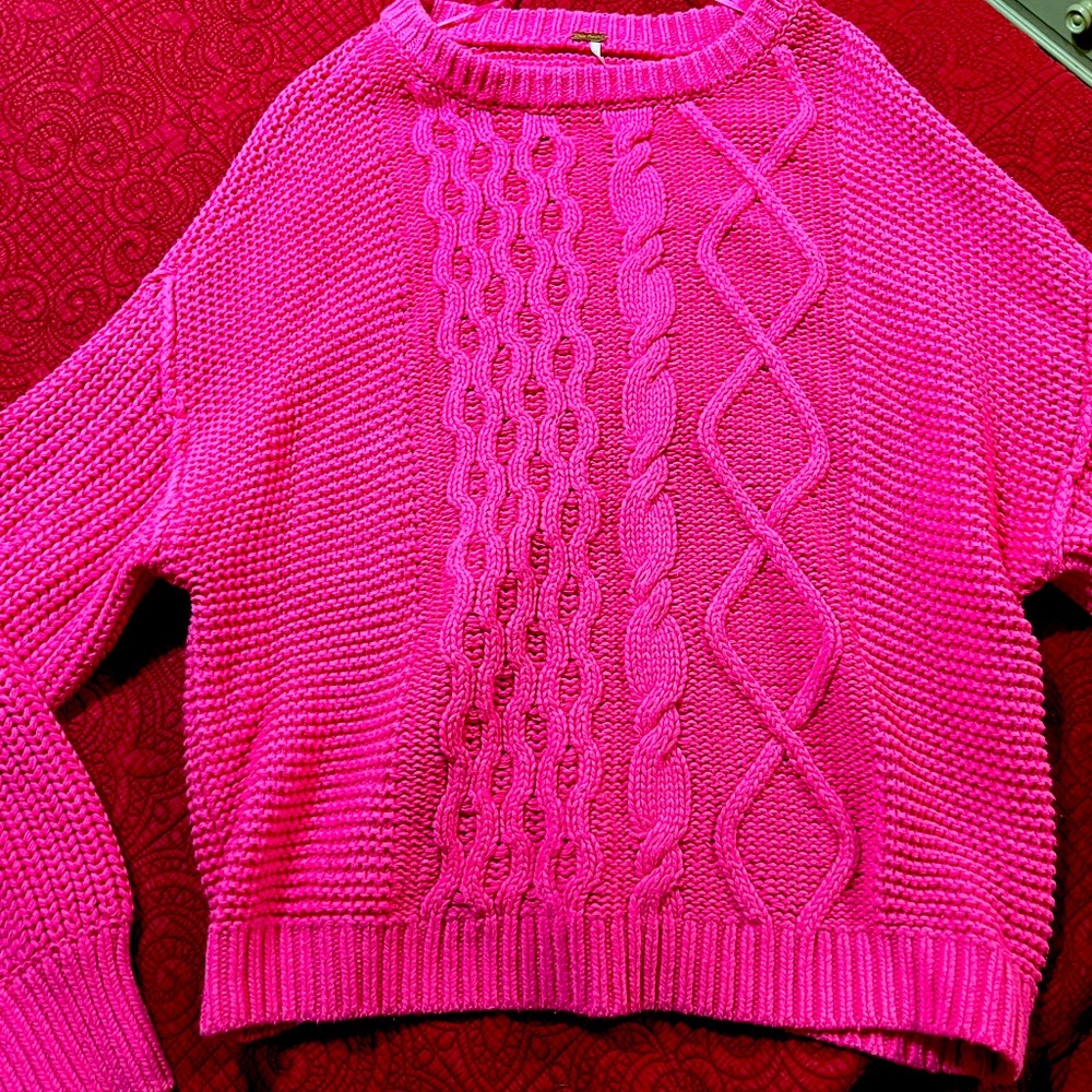Hot pink baggy sleeve sweater